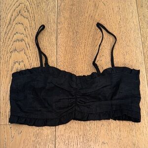 Black Ruffled Crop Cami Top